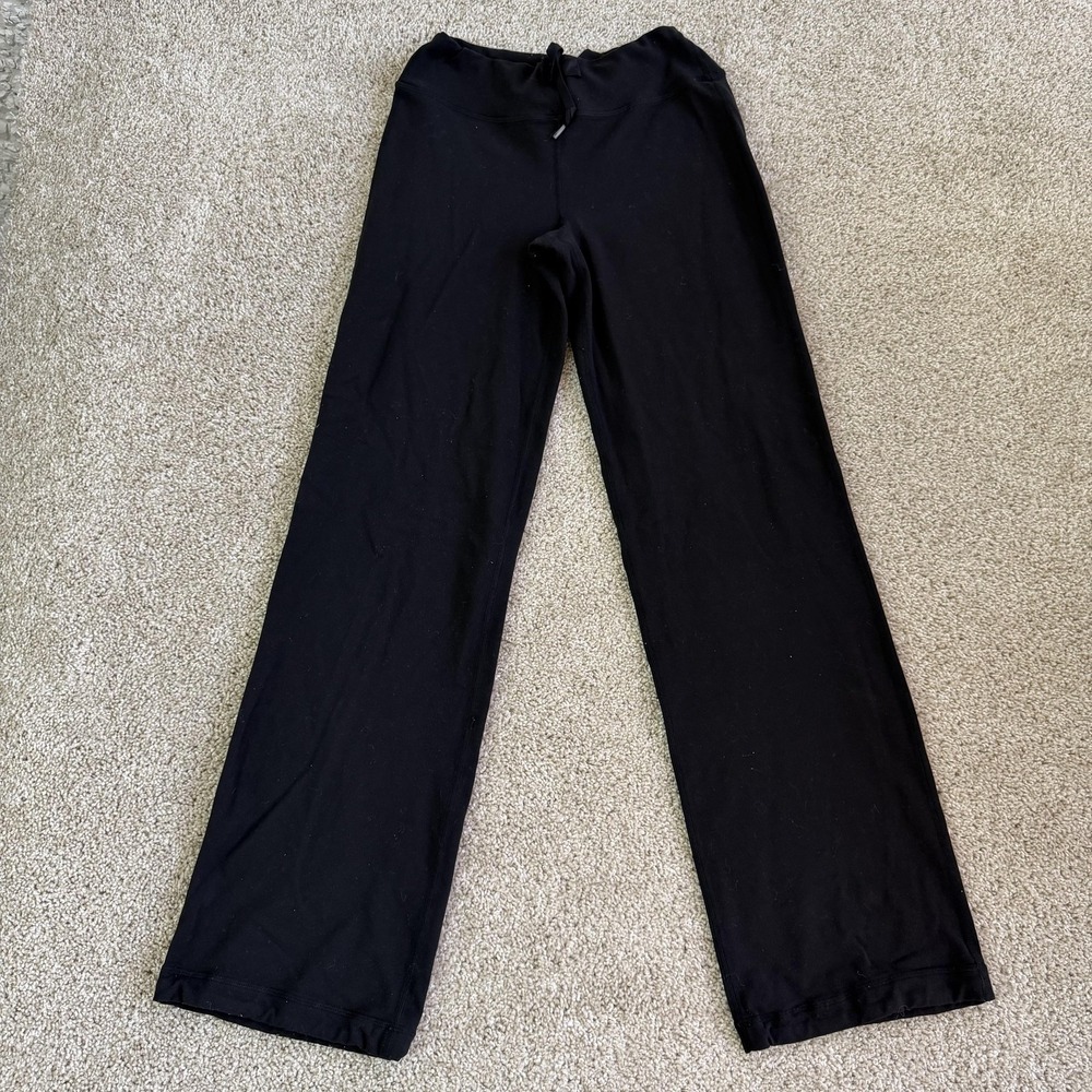 Lululemon Track Pants Womens Medium Black Straight Elastic Waist Zip Pocket Yoga